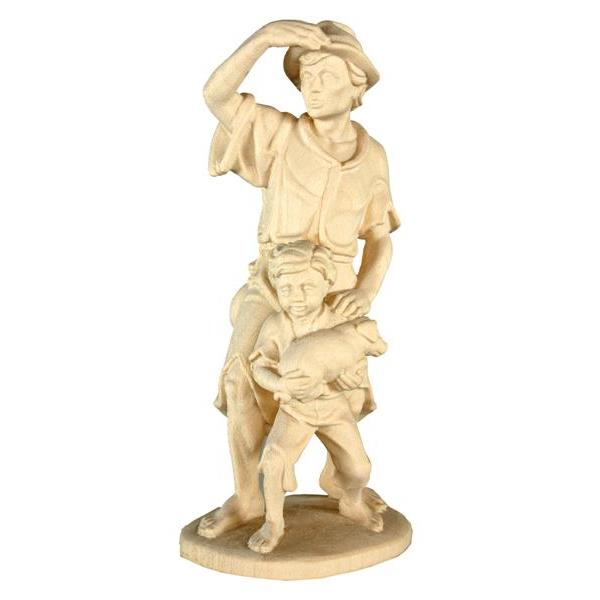 Shepherd with child baroque crib - natural Wood carving in natural wood, without any surface treatment