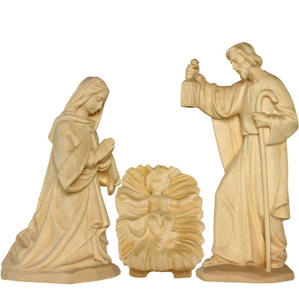 Holy Family tirolean crib set - natural Wood carving in natural wood, without any surface treatment