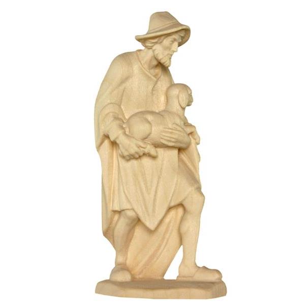 Shepherd with sheep tirolean crib - natural Wood carving in natural wood, without any surface treatment