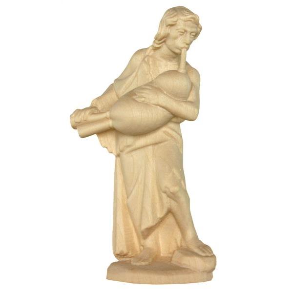 Shepherd with bagpipes tirolean crib - natural Wood carving in natural wood, without any surface treatment
