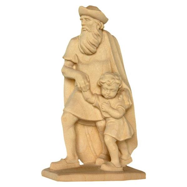 Shepherd with child tirolean crib - natural Wood carving in natural wood, without any surface treatment