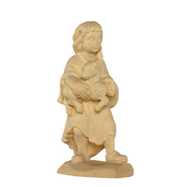 Shepherdess with poat tirolean crib - natural Wood carving in natural wood, without any surface treatment