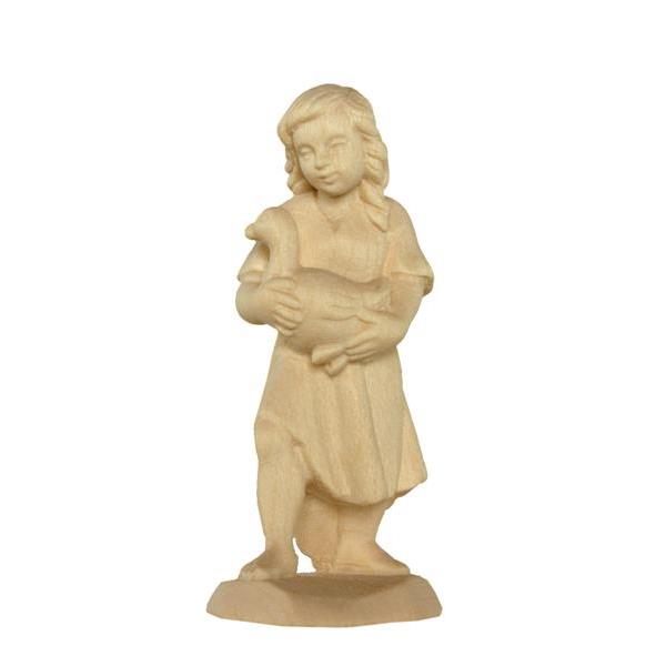 Shepherdess with goose tirolean crib - natural Wood carving in natural wood, without any surface treatment