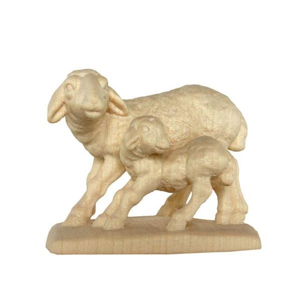 Sheepgroup standing tirolean crib - natural Wood carving in natural wood, without any surface treatment