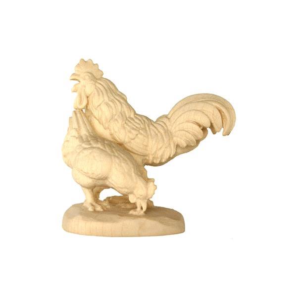 Cock and chicken - natural Wood carving in natural wood, without any surface treatment