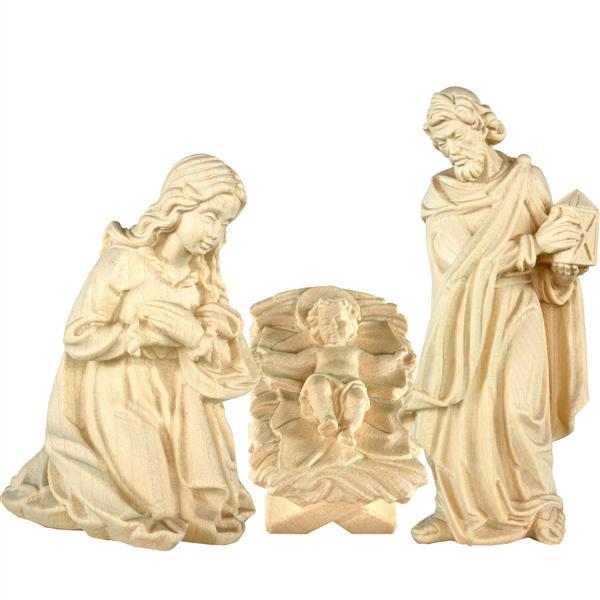 Holy Family baroque crib set n.b. - natural Wood carving in natural wood, without any surface treatment