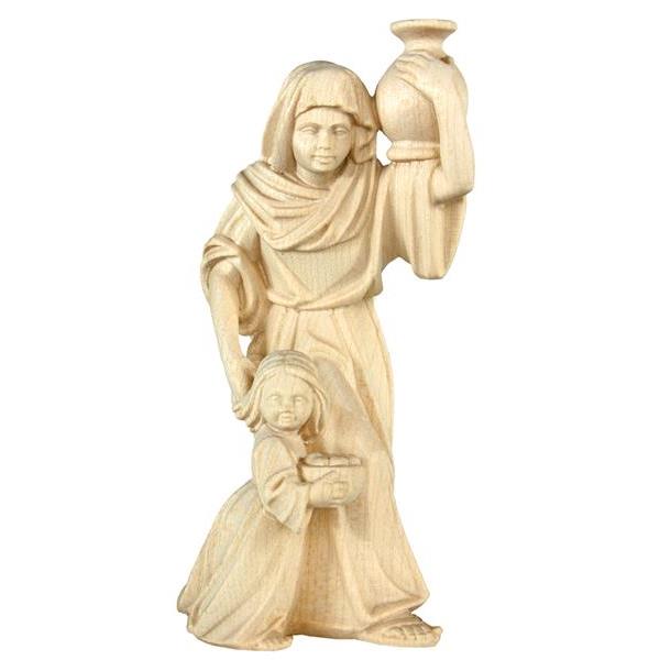 Wather-carrying woman baroque crib n.b. - natural Wood carving in natural wood, without any surface treatment