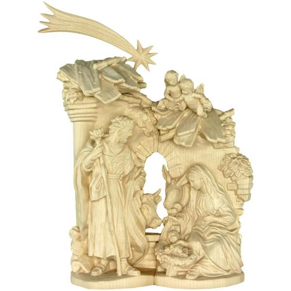 Holy Family oriental style - natural Wood carving in natural wood, without any surface treatment