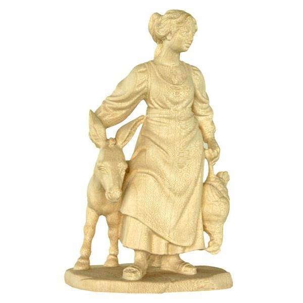 Woman with donkey - natural Wood carving in natural wood, without any surface treatment