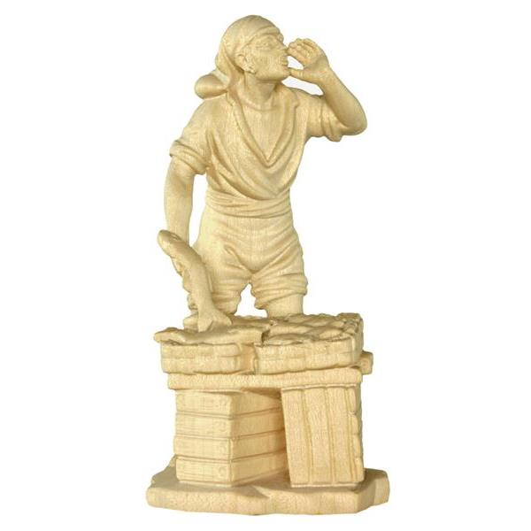 Fishmonger - natural Wood carving in natural wood, without any surface treatment