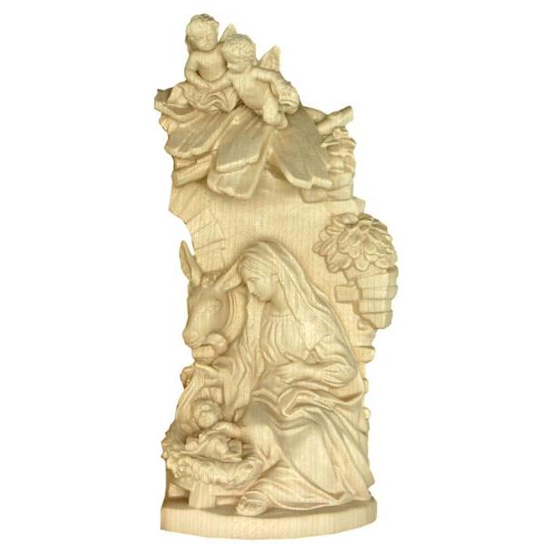 Holy Mary with child and donkey - natural Wood carving in natural wood, without any surface treatment