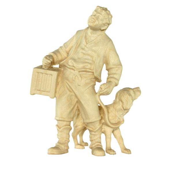 Boy with cage n.b. - natural Wood carving in natural wood, without any surface treatment