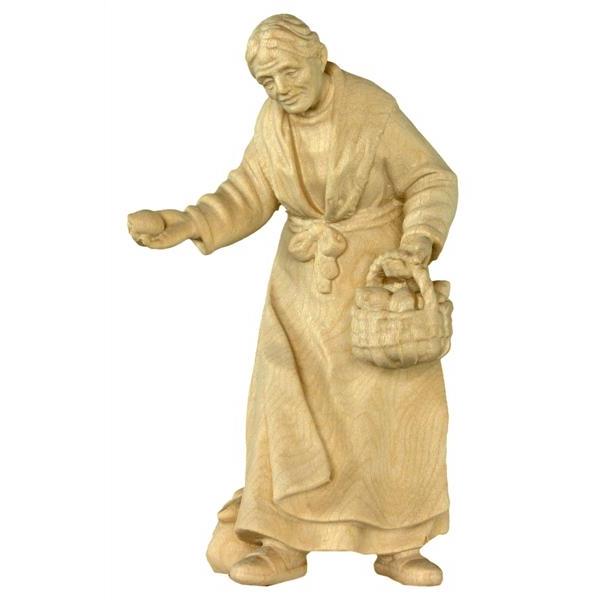 Old woman with fruits n.b. - natural Wood carving in natural wood, without any surface treatment