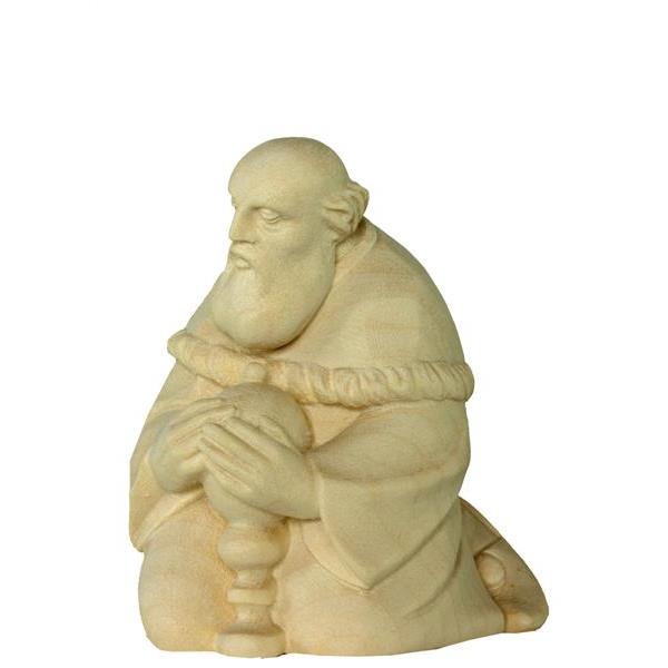 Wise man kneeling naive crib - natural Wood carving in natural wood, without any surface treatment