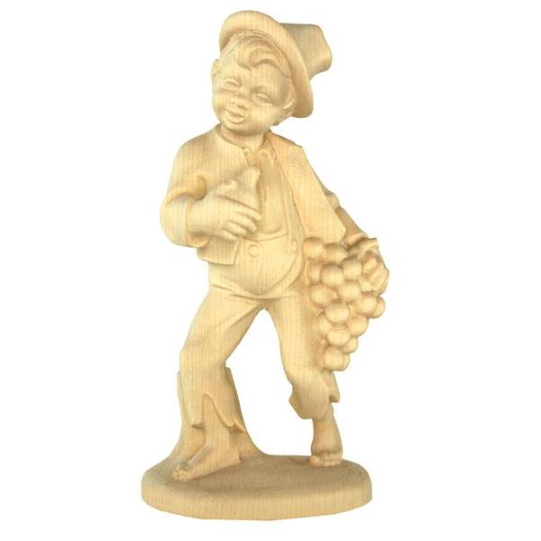 Boy with grapes - natural Wood carving in natural wood, without any surface treatment