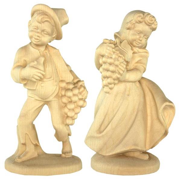 Children pair + grapes - natural Wood carving in natural wood, without any surface treatment