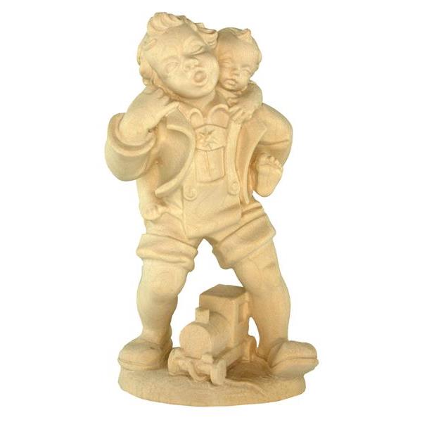 Boy with child - natural Wood carving in natural wood, without any surface treatment