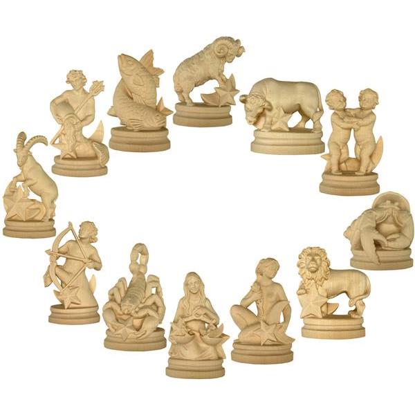 Set of 12 zodiac signs - natural Wood carving in natural wood, without any surface treatment