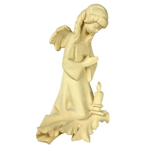 Reliefangel with candle - natural Wood carving in natural wood, without any surface treatment