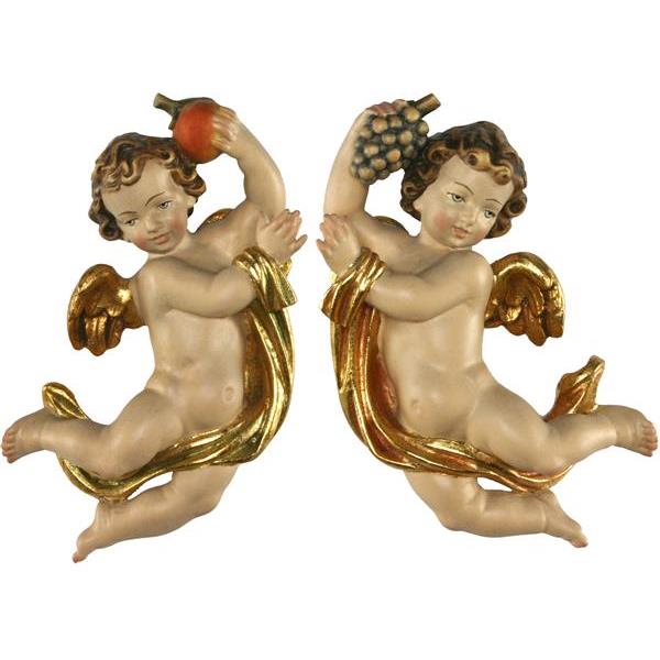 ANGELS APPLE+GRAPE PAIR - color Wood carving in natural wood, without any surface treatment