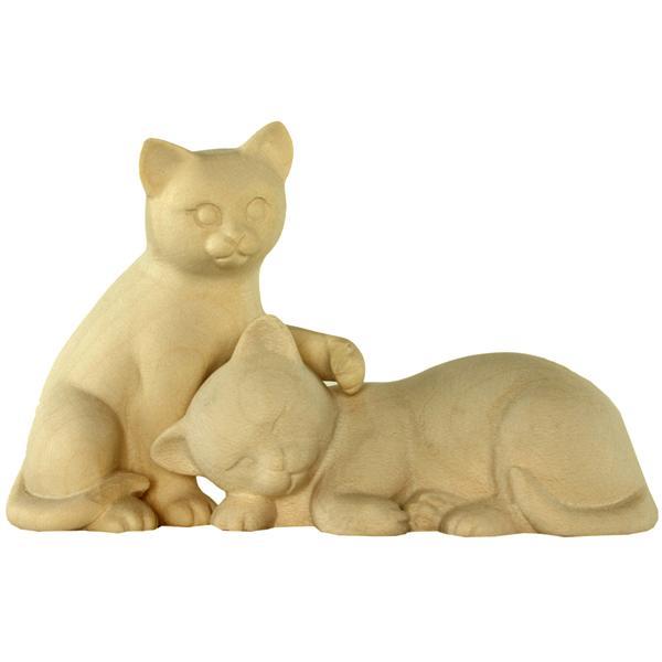 CAT-GROUP PAIR - natural Wood carving in natural wood, without any surface treatment