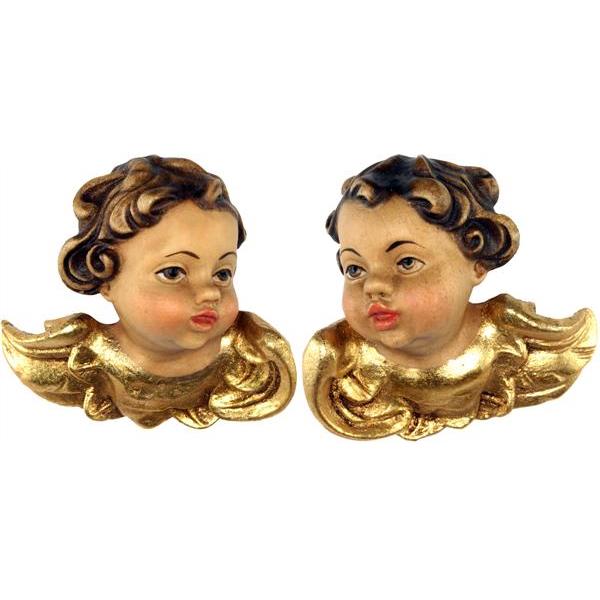 ANGEL-HEADS PAIR - color Wood carving in natural wood, without any surface treatment
