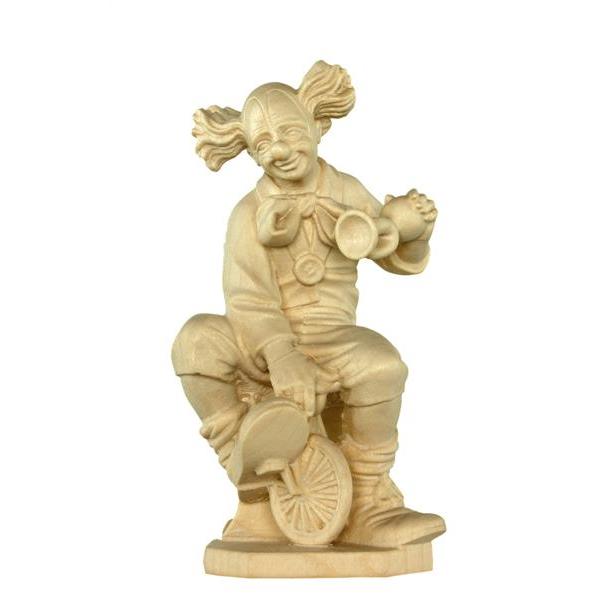 Clown on bicycle - natural Wood carving in natural wood, without any surface treatment