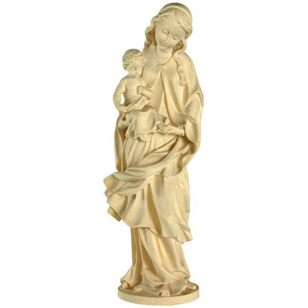 Madonna con bambino barocca - naturale Scultura in legno naturale senza alcun trattamento