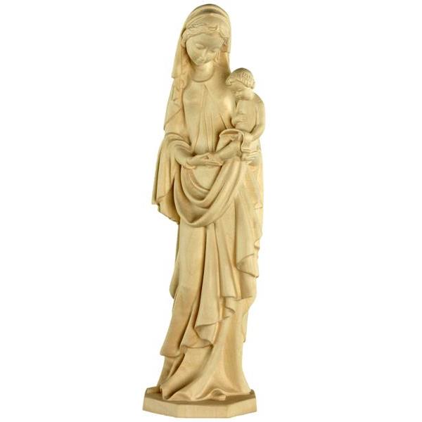Madonna con bambino gotica - naturale Scultura in legno naturale senza alcun trattamento